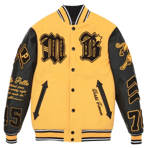 Pelle Pelle World Famous Yellow Varsity Jacket