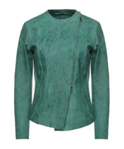 Amazing Ovine Green Biker Leather Jacket