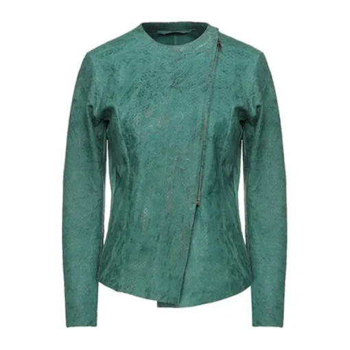 Amazing Ovine Green Biker Leather Jacket