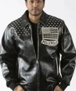 Pelle Pelle Americana Black Genuine Studded Jacket.