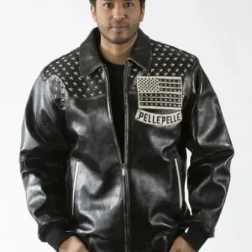 Pelle Pelle Americana Black Genuine Studded Jacket.