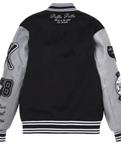 Pelle Pelle Black Grey Wool Varsity Jacket.