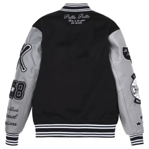 Pelle Pelle Black Grey Wool Varsity Jacket.