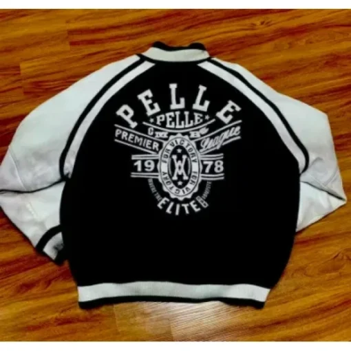 Pelle Pelle Black White Varsity Jacket.