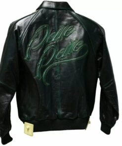 Pelle Pelle Black With Green Stripes Leather Jacket.