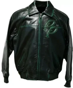 Pelle Pelle Black With Green Stripes Leather Jacket