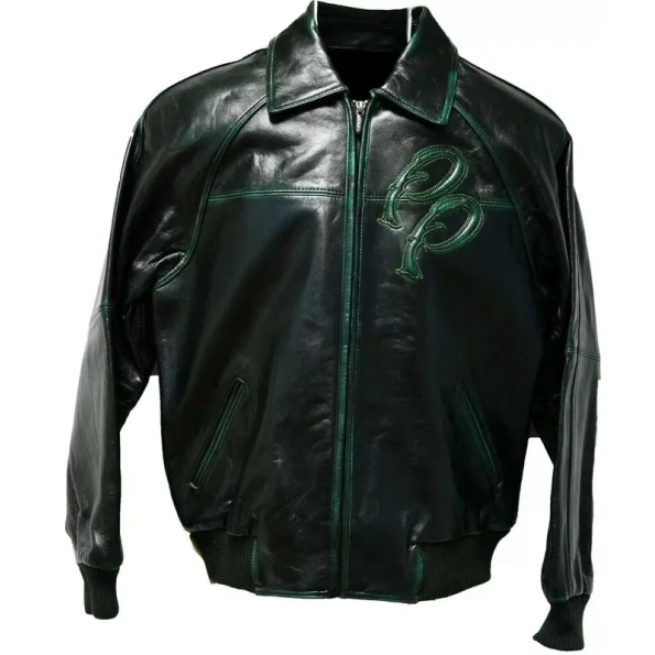 Pelle Pelle Black With Green Stripes Leather Jacket