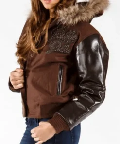 Pelle Pelle Brown Fur Hooded Wool Jacket.