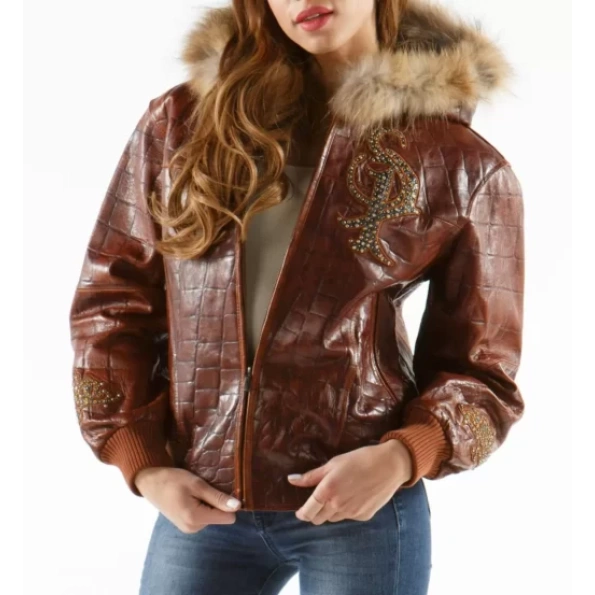 Pelle Pelle Brown Royal Fur Hooded Jacket.