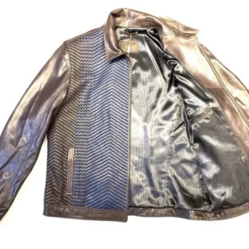 Pelle Pelle Chocolate Weaved Bomber Jacket.