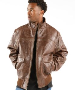 Pelle Pelle Crocodile Plain Leather Jacket