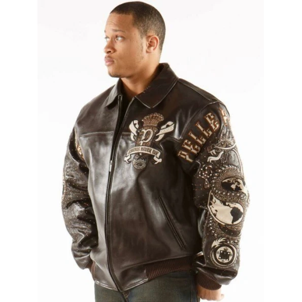 Pelle Pelle Dark Brown Men Leather Jacket Dragon Jacket