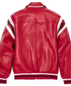 Pelle Pelle Encrusted Varsity Red Jacket Plush Jacket.