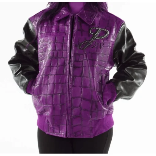 Pelle Pelle Exotic Studded Purple Black Jacket.