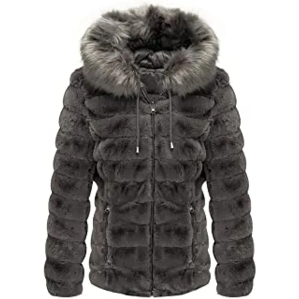 Pelle Pelle Grey Puffer Fur Hood Jacket