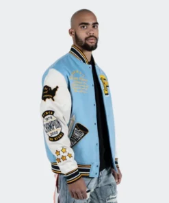 Pelle Pelle Light Blue Varsity Wool Jacket.