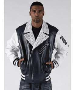 Pelle Pelle Men Biker Plush Studded Jacket