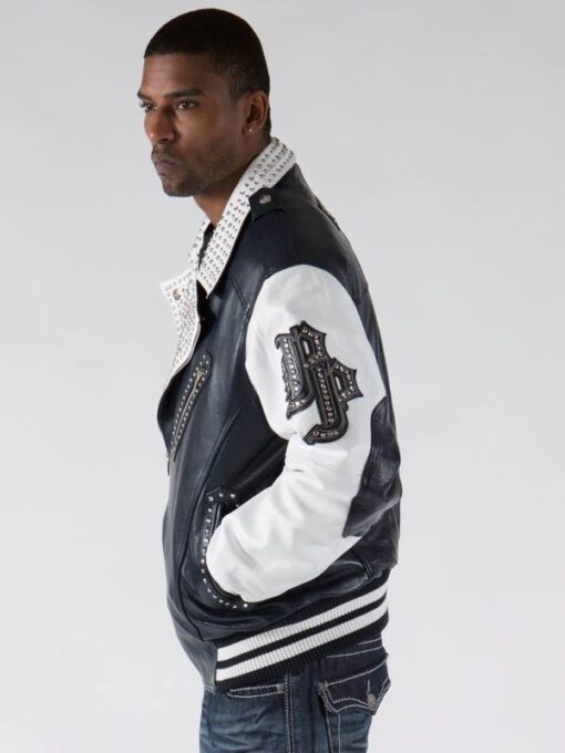 Pelle Pelle Men Biker Plush Studded Jacket.