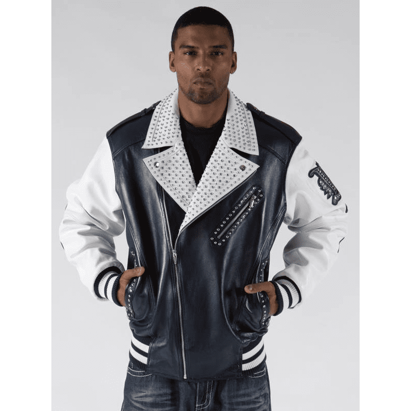 Pelle Pelle Men Biker Plush Studded Jacket