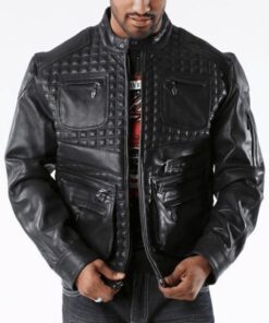 Pelle Pelle Men Black Burnish Mosaic Jacket Leather Jacket