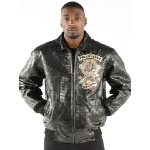 Pelle Pelle Mens 40th Anniversary Black Leather Jacket.