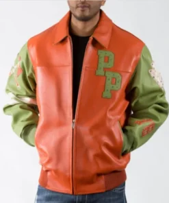 Pelle Pelle Renegades Leather Jacket Orange Green Jacket.