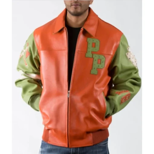 Pelle Pelle Renegades Leather Jacket Orange Green Jacket.