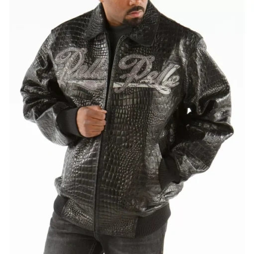 Pelle Pelle Scripted Leather Black Jacket Men Jacket.