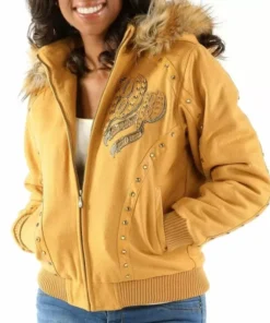 Raised Yellow Hooded Jacket.