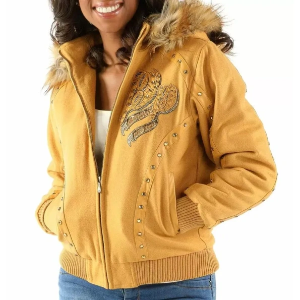 Raised Yellow Hooded Jacket.