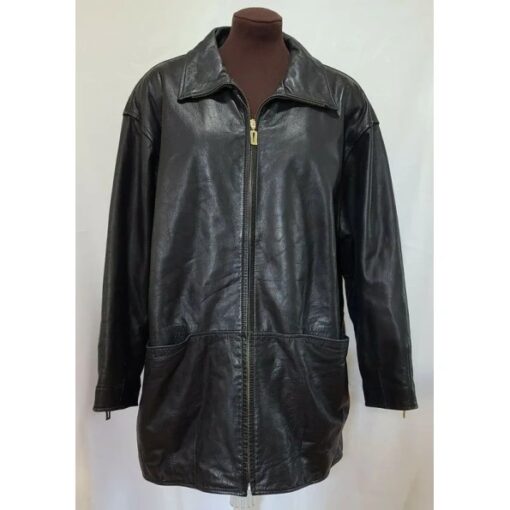 Pelle Pelle Black Leather Full Zip Coat