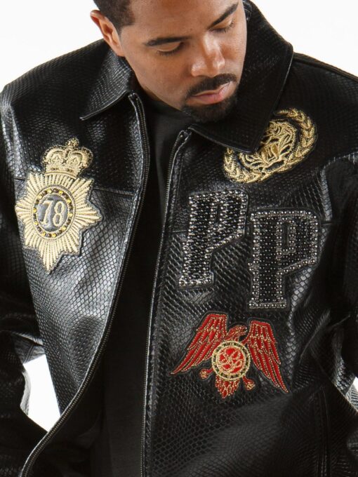 Decorated Black Pelle Pelle Python Jacket